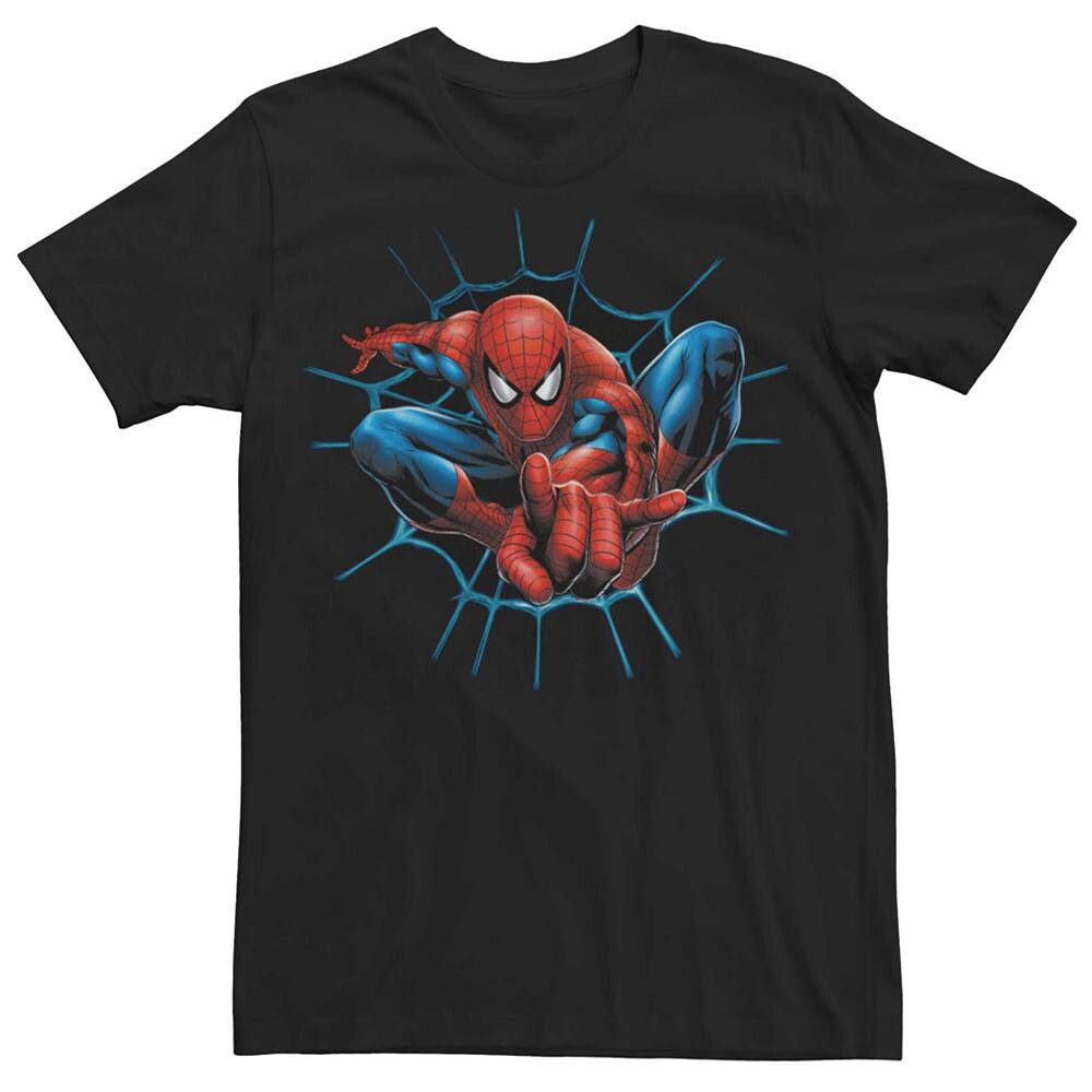 

Мужская классическая футболка для прыжков с паутиной Marvel Spider-Man Licensed Character, черный