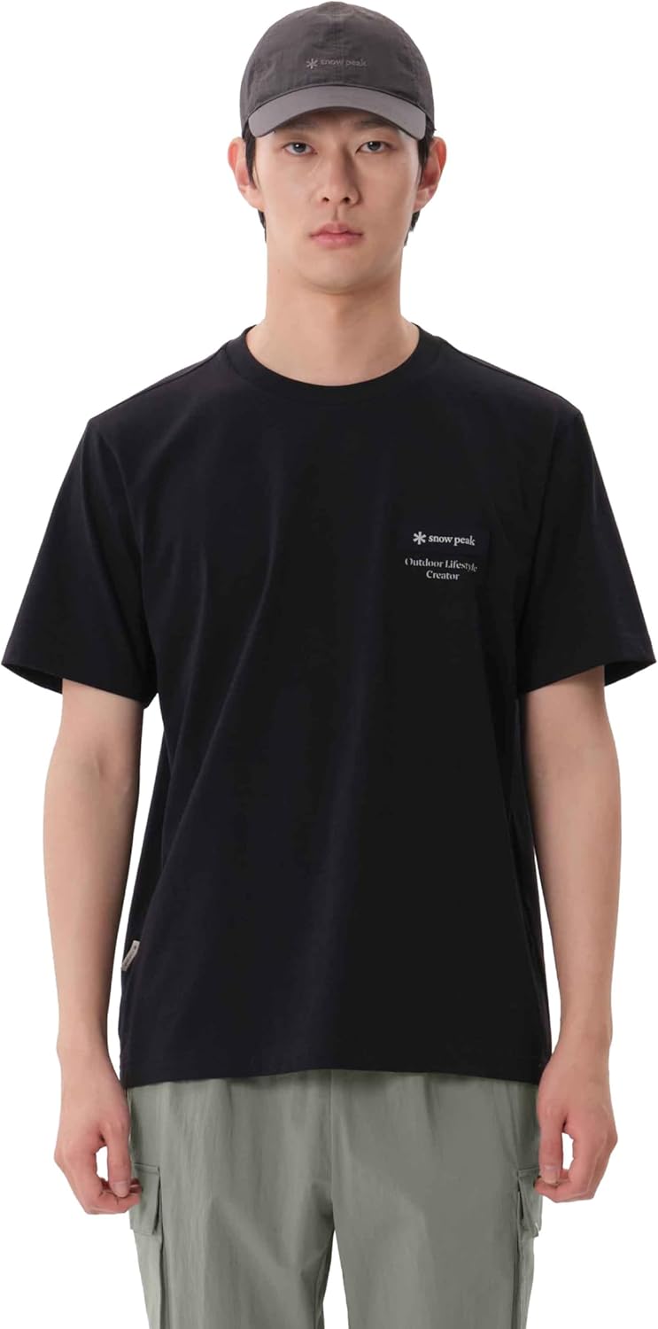 

Мужская футболка Snow Peak GS-S25MMFTS24 с нашивкой и коротким рукавом, черный
