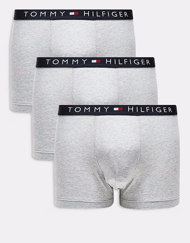 

Комплект из 3 трусов-боксеров Tommy Hilfiger Original серого цвета с темно-синим поясом