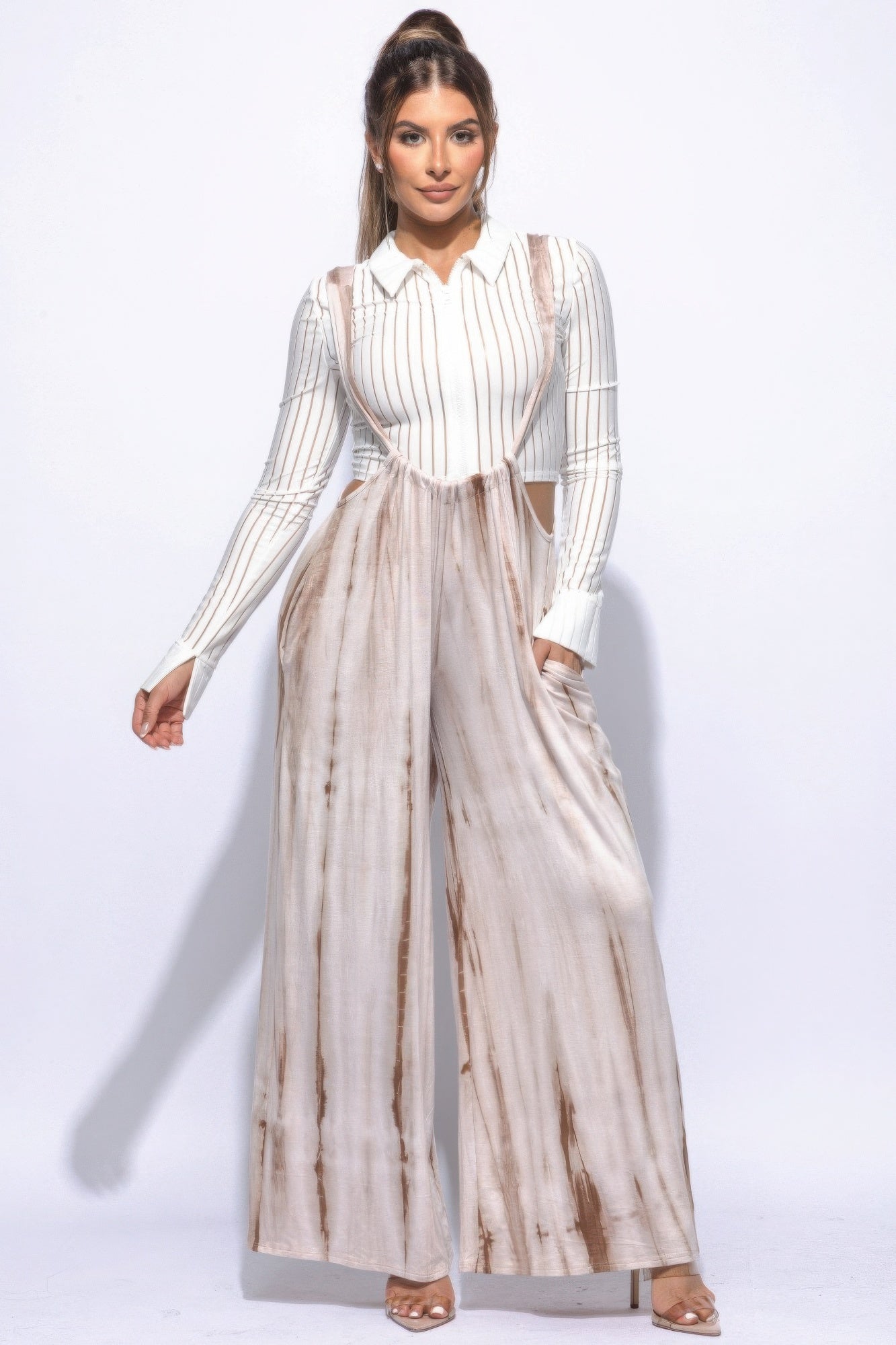 

Женский мешковатый комбинезон на завязках Truedames, мокко