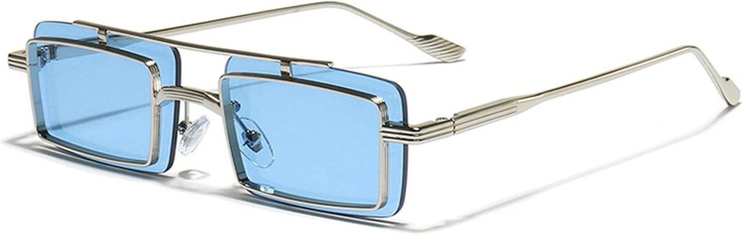 

Laureles Модные безрамочные солнцезащитные очки для мужчин в стиле панк с металлической оправой, прямоугольные солнцезащитные очки для женщин, для вечеринок и путешествий, с защитой от УФ-излучения UV400, C3