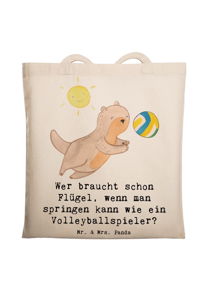 

Mr. & Mrs. Panda Сумка-шоппер с изображением прыжка в волейбольном мяче и надписью кремового цвета