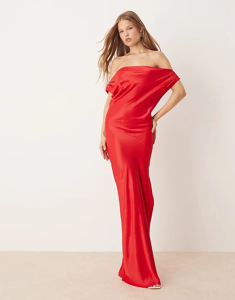 

Платье макси с открытыми плечами ASOS DESIGN красного цвета