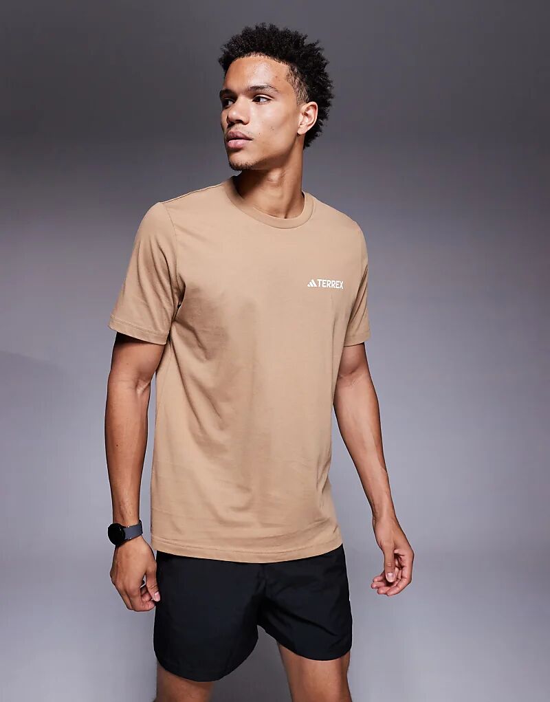 Футболка Adidas Outdoor Terrex Mountain коричневого цвета — фото 3