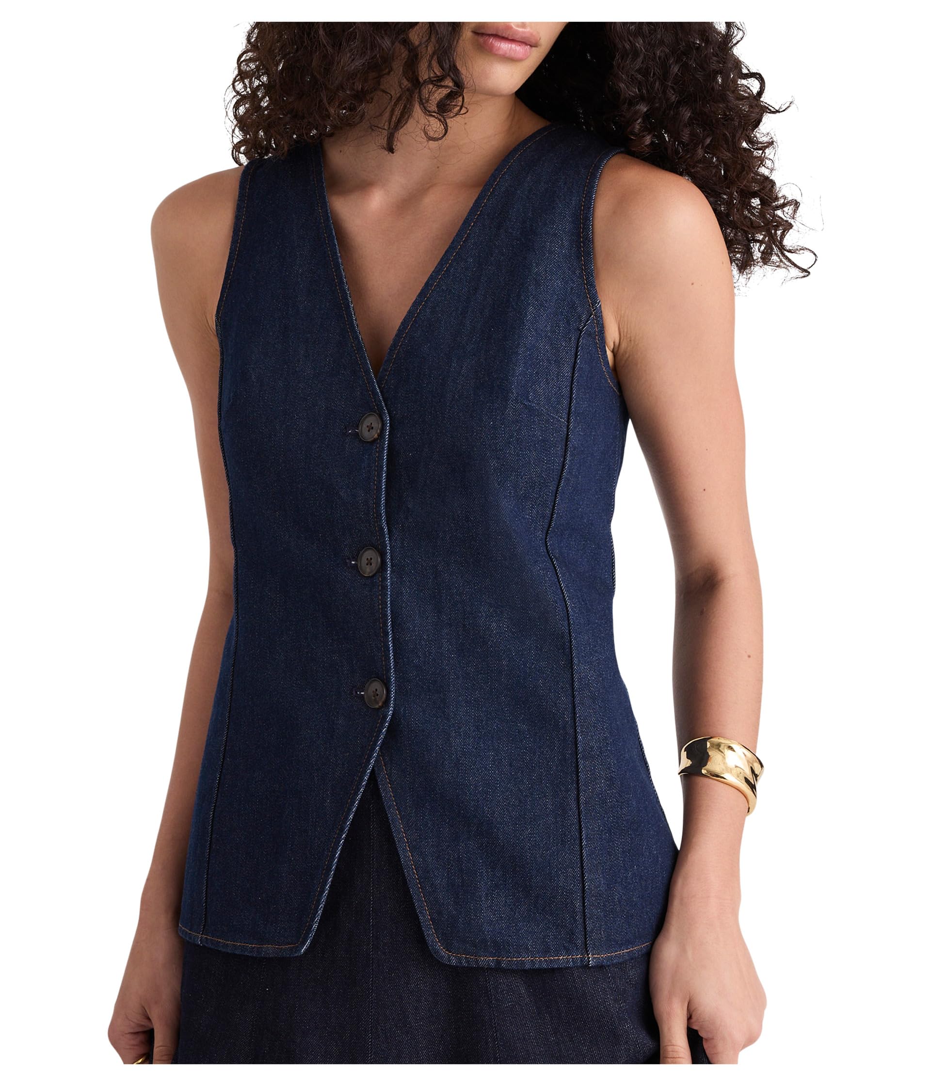 

Топ Madewell Long Line V Neck Vest In Rinse Wash, цвет Rinse Wash