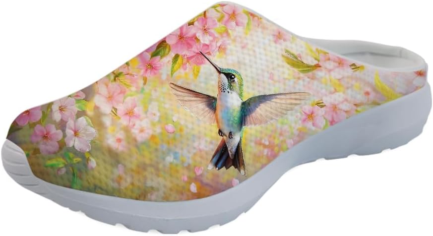 

Женские слипоны-кроссовки Forchrinse с тропическим ананасом и плюмерией, дышащие, для ходьбы, сабо, домашние и пляжные тапочки, обувь для медсестер, легкие, Hummingbird and Flower