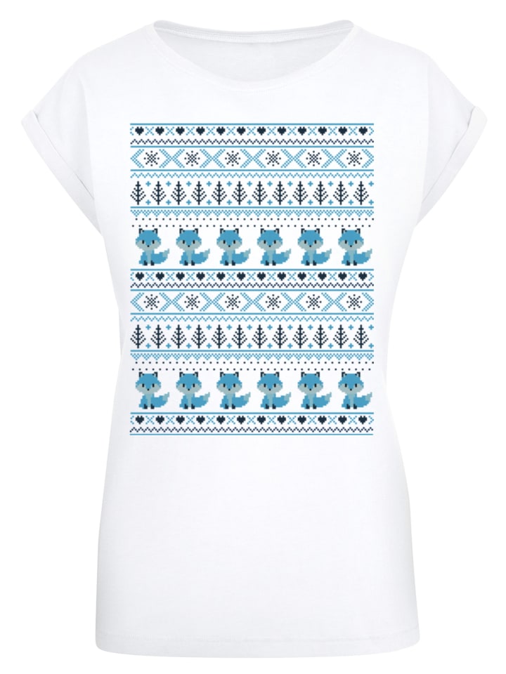 

F4NT4STIC Футболка с рисунком лисы на рождественскую тематику, белая, Белый, F4NT4STIC Футболка с рисунком лисы на рождественскую тематику, белая