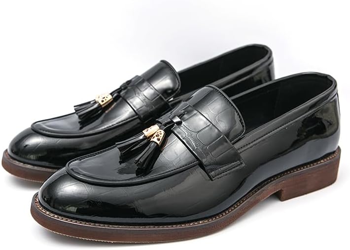 

Мужские кожаные туфли с узором, мужские деловые лоферы, слипоны, повседневные лоферы, смокинговые тапочки, роскошные туфли для торжественных мероприятий, свадеб, вечеринок и выпускных Senlongbao, черный