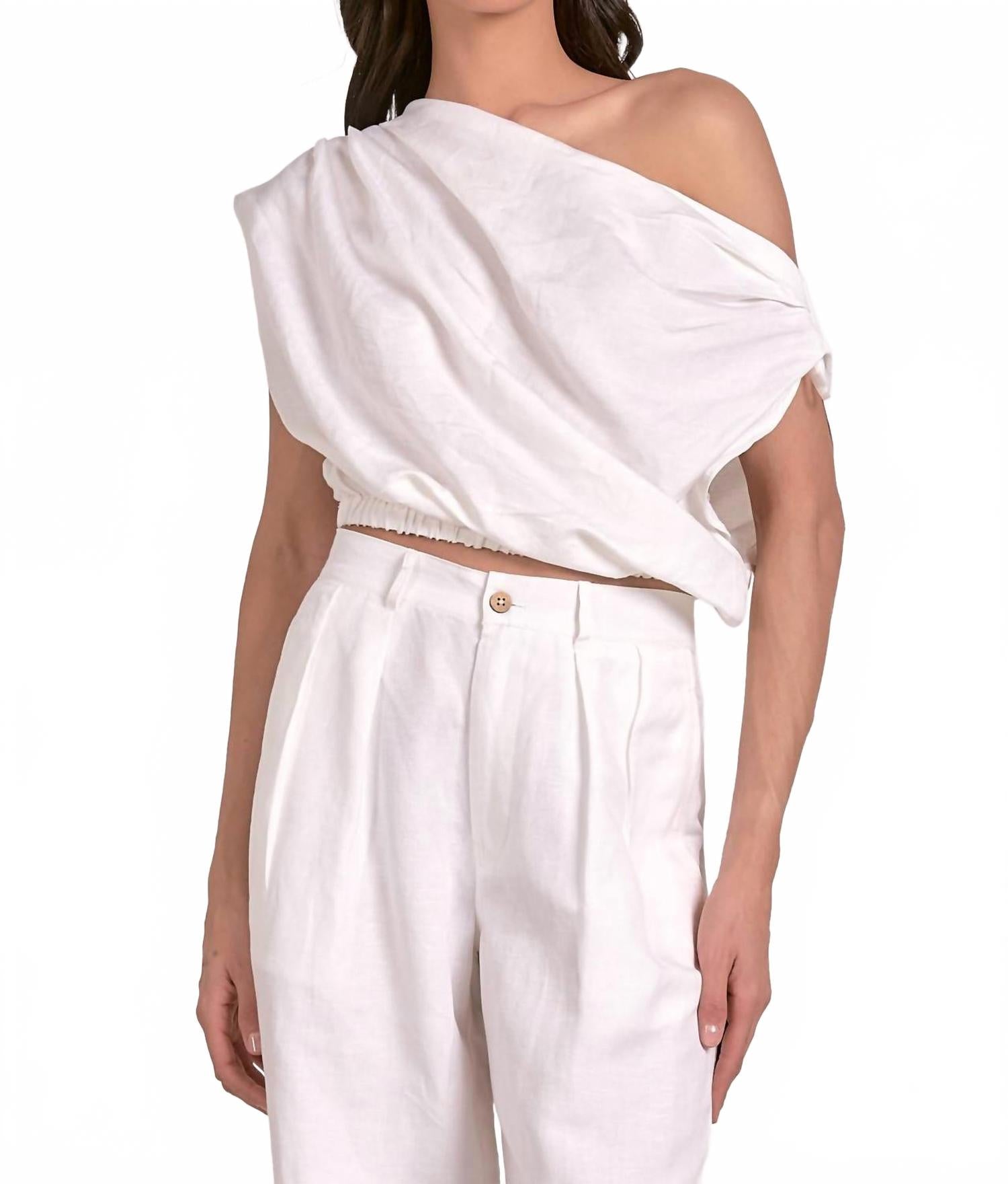 

Лианн Топ с одним плечом в белом ELAN