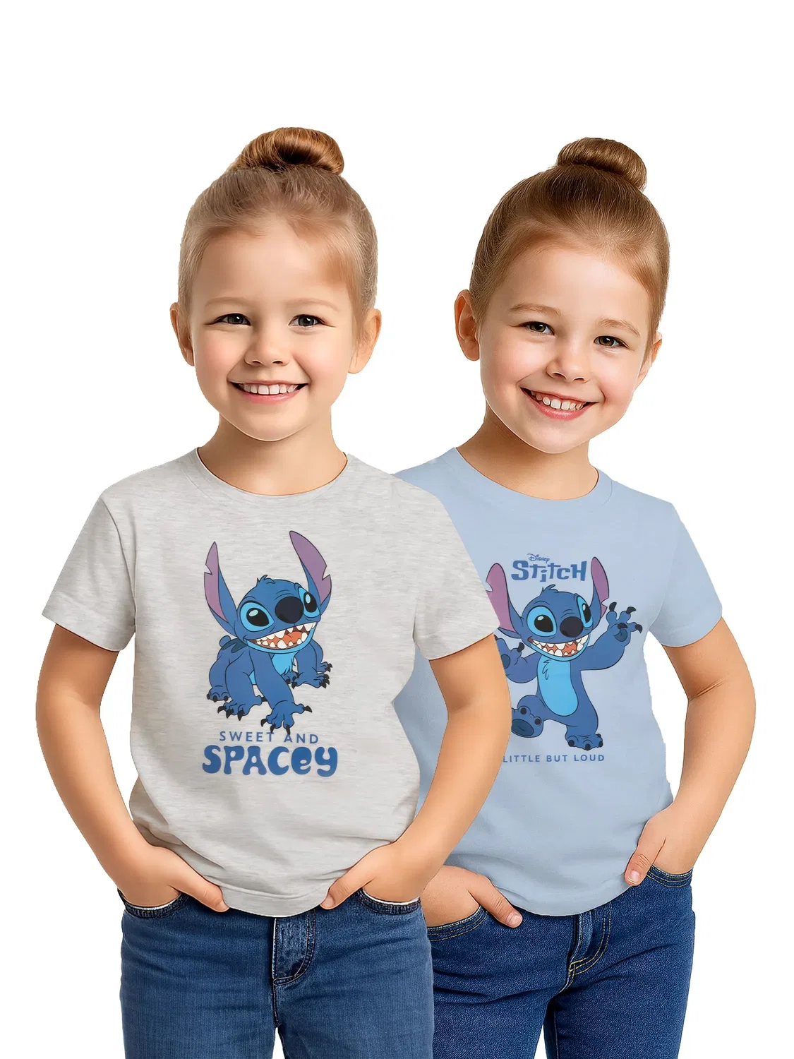 Футболка детская с принтом Lilo & Stitch, blau/grau