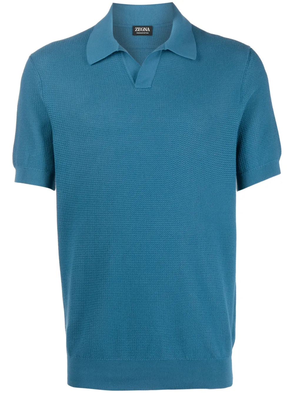 

Жаккардовая рубашка поло с короткими рукавами Zegna, синий
