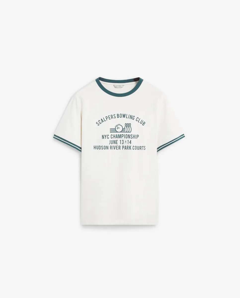 

Мужская футболка с контрастной отделкой ворота и рукавов Scalpers, белый