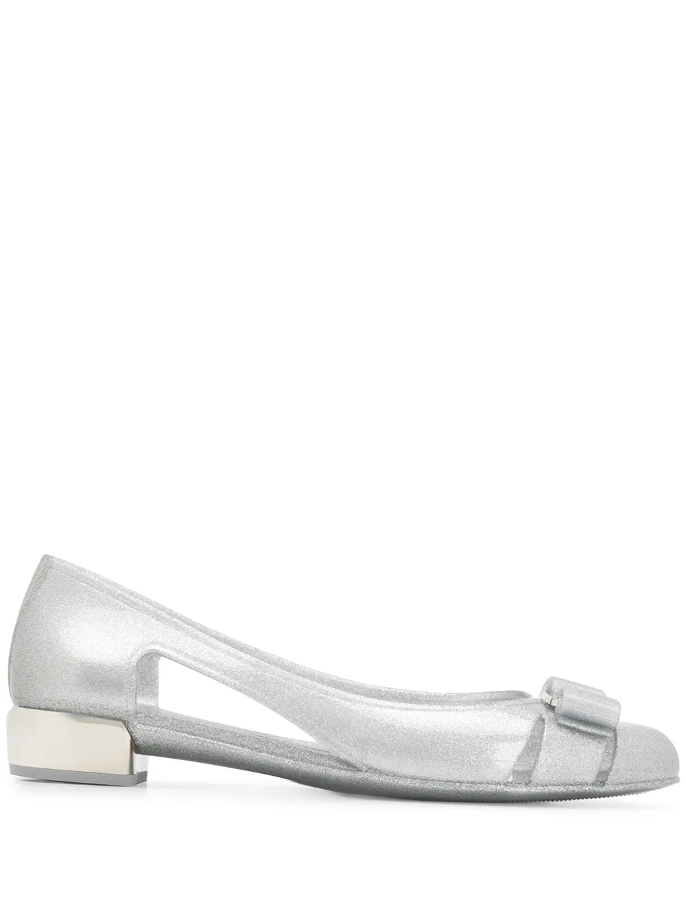 Туфли с блестками и бантом Ferragamo, серебяный