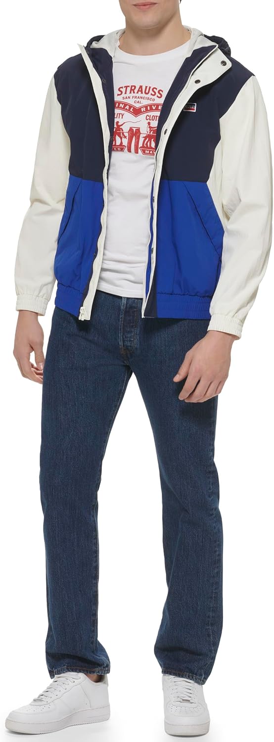 Levi's mens Мужская ретро-ветровка Levi's в цветных блоках, New Royal Blue Color Block — фото 2