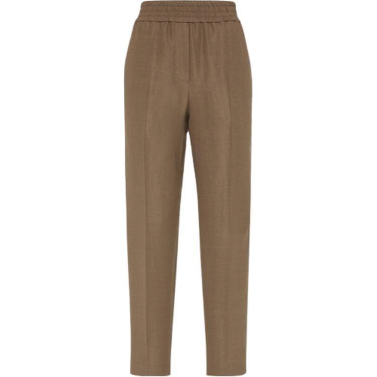 

Брюки мешковатые на манжете из флюид твила Brunello Cucinelli, Cocoa