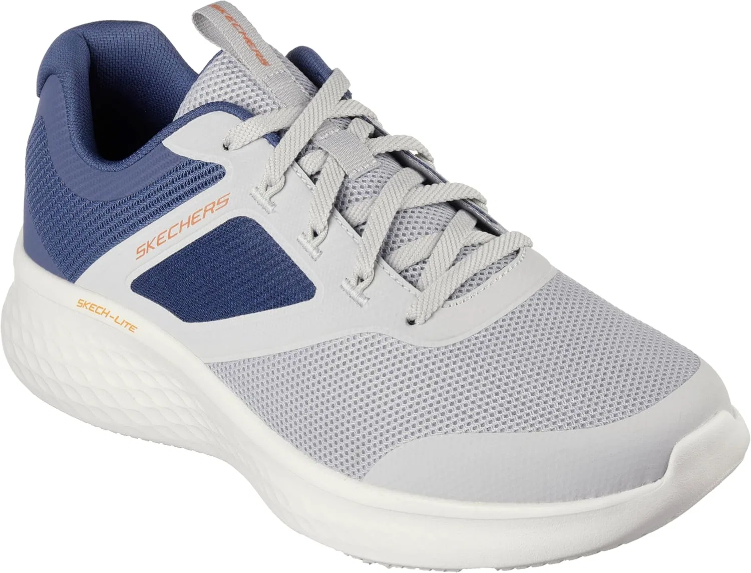 Кроссовки Skechers 232594 New Century серые с темно-синими шнурками из ткани с эффектом памяти