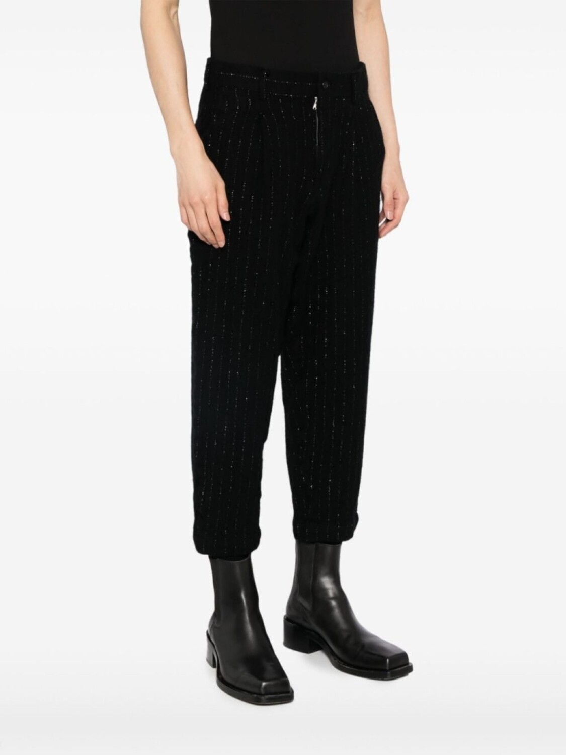 Comme des Garçons Homme Plus укороченные брюки в тонкую полоску, черный — фото 3