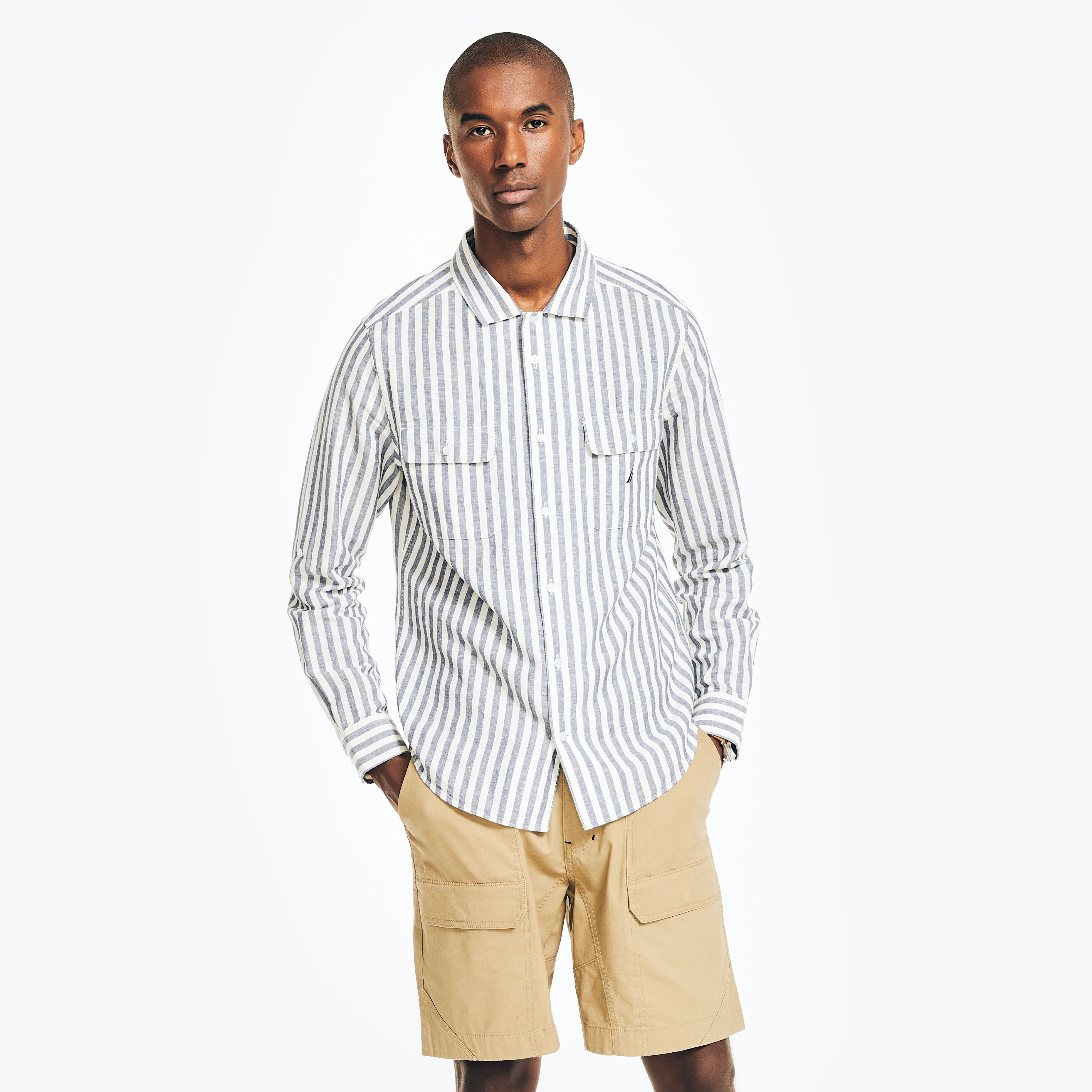 

Мужская рубашка Nautica Sustainably Crafted Striped Shirt, цвет marshmallow