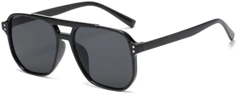 

Классические большие солнцезащитные очки для женщин, винтажные, с двойными линзами, желто-оранжевые линзы, конфетные цвета, защита от УФ-излучения UV400 MTZJH, Black