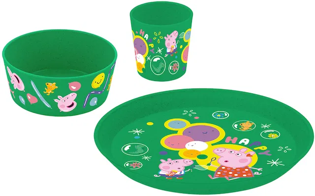 Детский набор посуды CONNECT PEPPA PIG POP (маленькая тарелка + миска + кружка), без меламина Koziol, зеленый