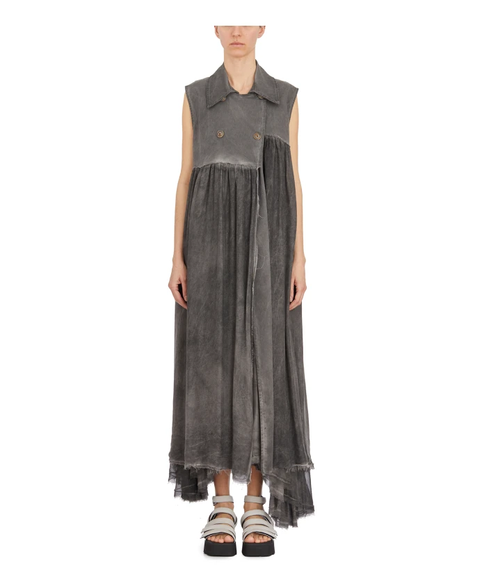 

Длинный комбинированный жилет Sanctamuerte, серый