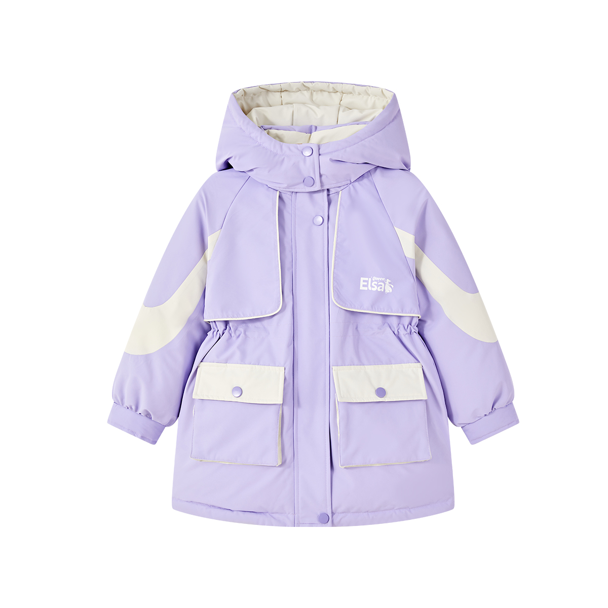 

Детская пуховая куртка с капюшоном, утепленные, ветрозащитные Disney, фиолетовый