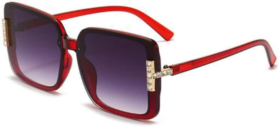 

Прозрачные солнцезащитные очки в форме бриллианта, квадратной формы, с защитой от УФ-излучения, для мужчин и женщин, с крупной оправой Weloveushop, Red Frame Gradually Gray Flakes