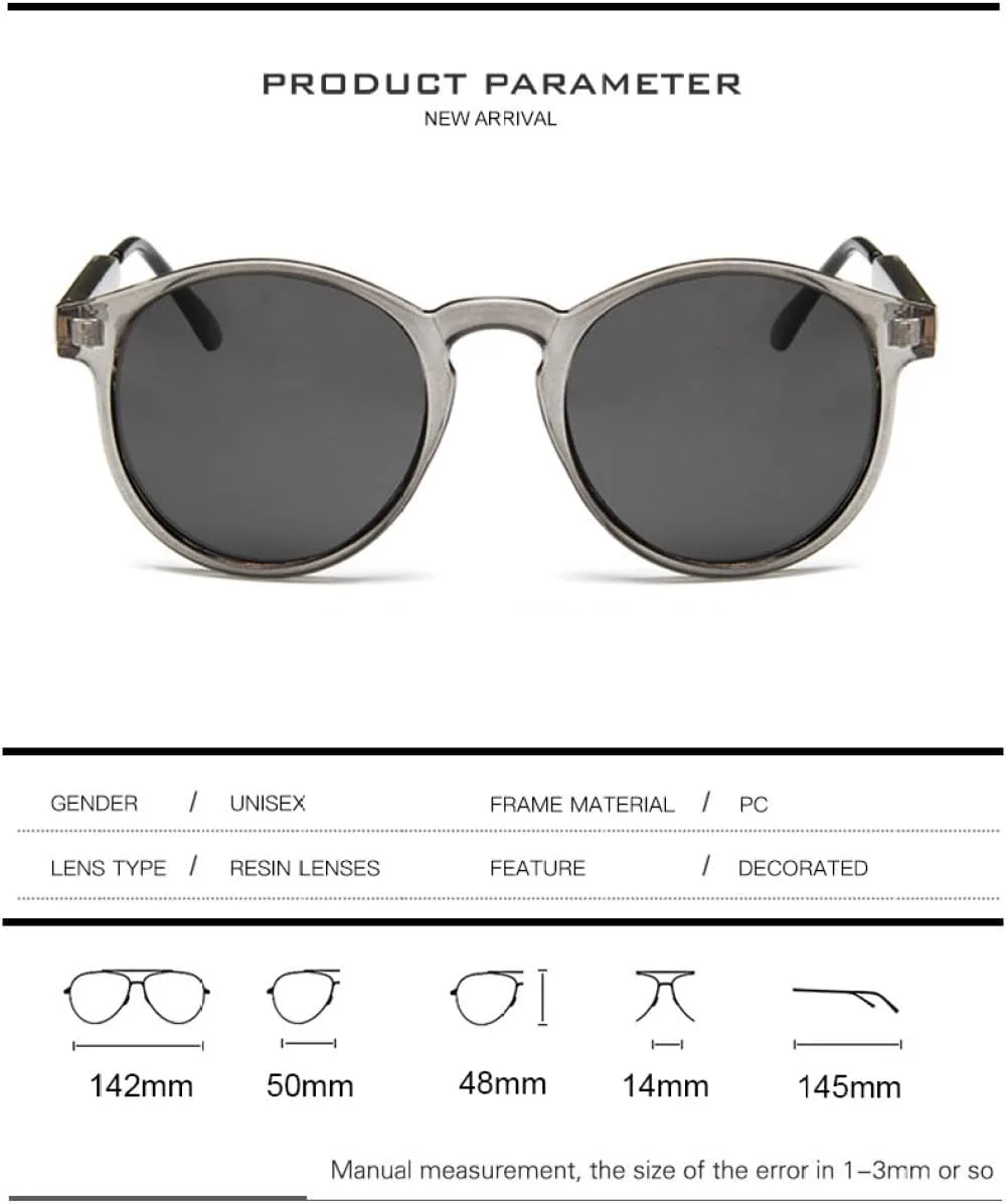 

Модные круглые солнцезащитные очки для женщин, мужчин и унисекс, в крупной оправе, в стиле ретро, ​​оранжевые, с защитой от УФ-излучения UV400 TYUVIVO, Black-black