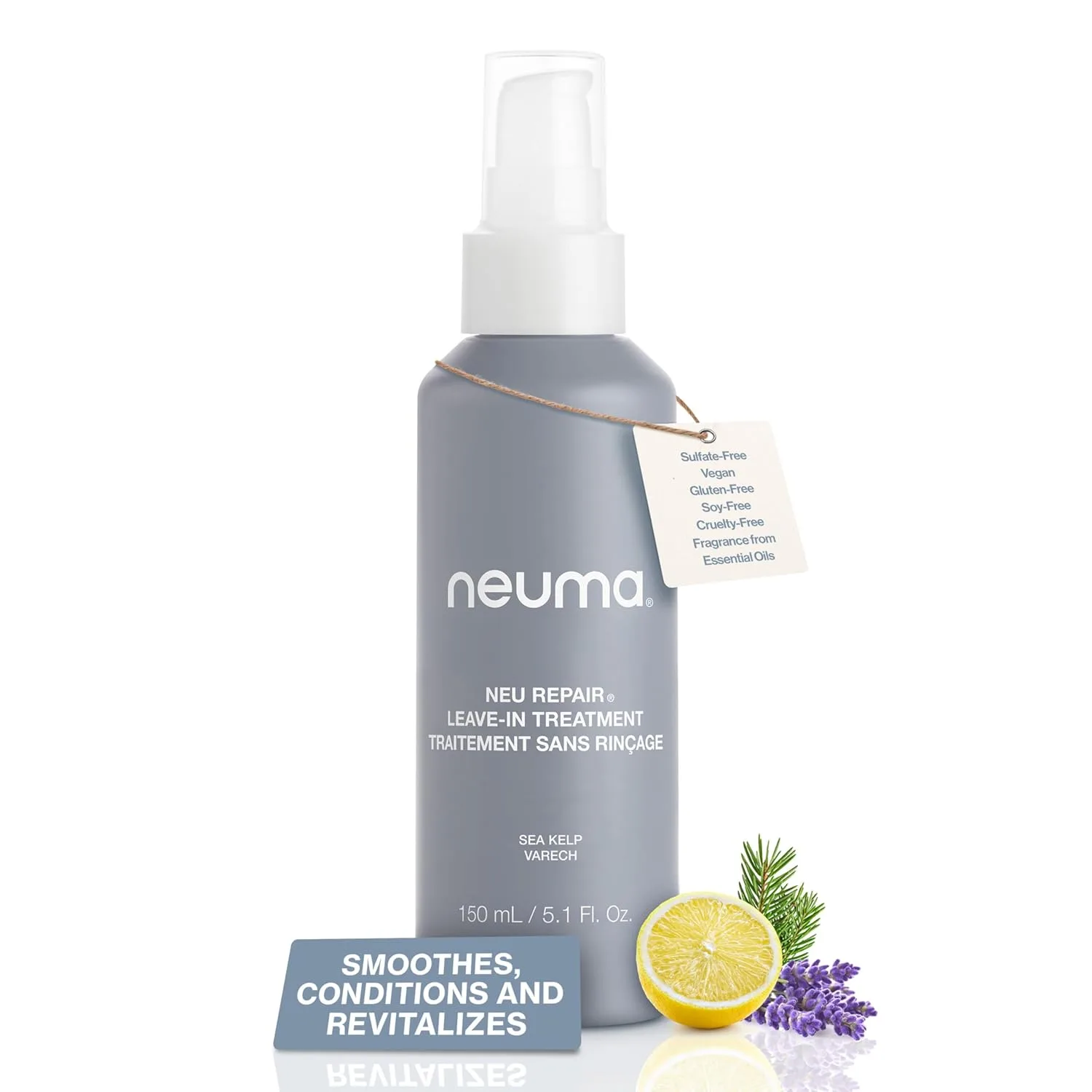 Neuma Neu Repair несмываемый уход для волос Travel Size, восстановление поврежденных волос - разглаживает, кондиционирует, защищает, смягчает, укрепляет, аромат лимона, лаванды и хвои 144.59 г