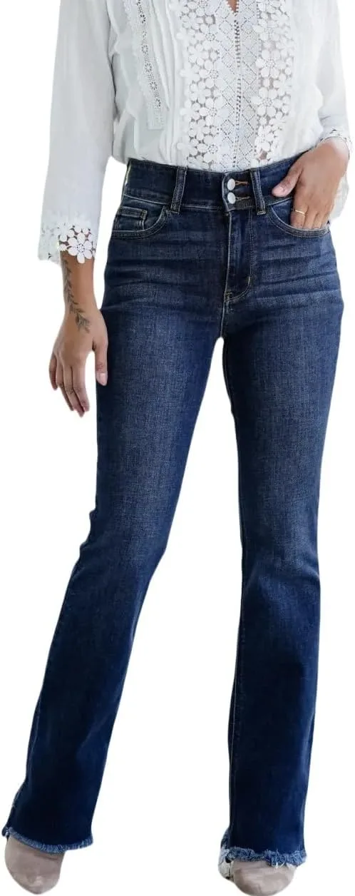 

Женские джинсы bootcut с высокой талией и двойной пуговицей YEMORCH