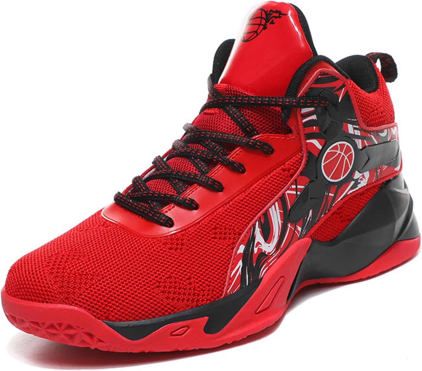 

Мужские баскетбольные туфли, школьная обувь для мальчиков, высокие кроссовки для улицы, модные кроссовки с амортизацией, спортивная обувь для фитнеса, повседневные кроссовки, мужские и женские туфли (цвет: красный, размер: 10 женский / 8,5 мужск...