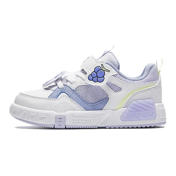 Antakids Synthetic Leather Abrasion Resistant Breathable Low top Kids' Skateboarding Shoes White Purple Kids'