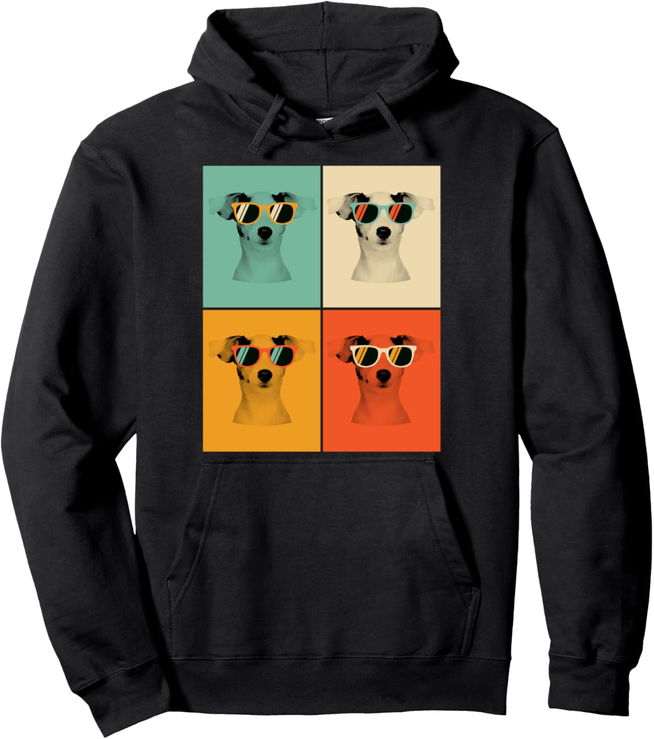 

Ретро толстовка с изображением джек-рассел-терьера в солнцезащитных очках Shirtbooth: Jack Russell, черный