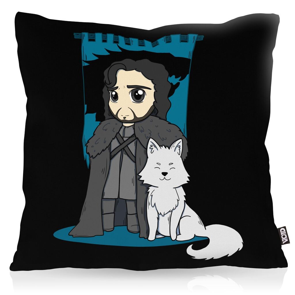 

Чехол на подушку VOID Jon Snow, чехол для подушки из полиэстера, водонепроницаемый, для улицы, в стиле чиби, снежный лорд, командир ночного дозора, размер подушки: 80 x 80 см, цвет подушки: черный