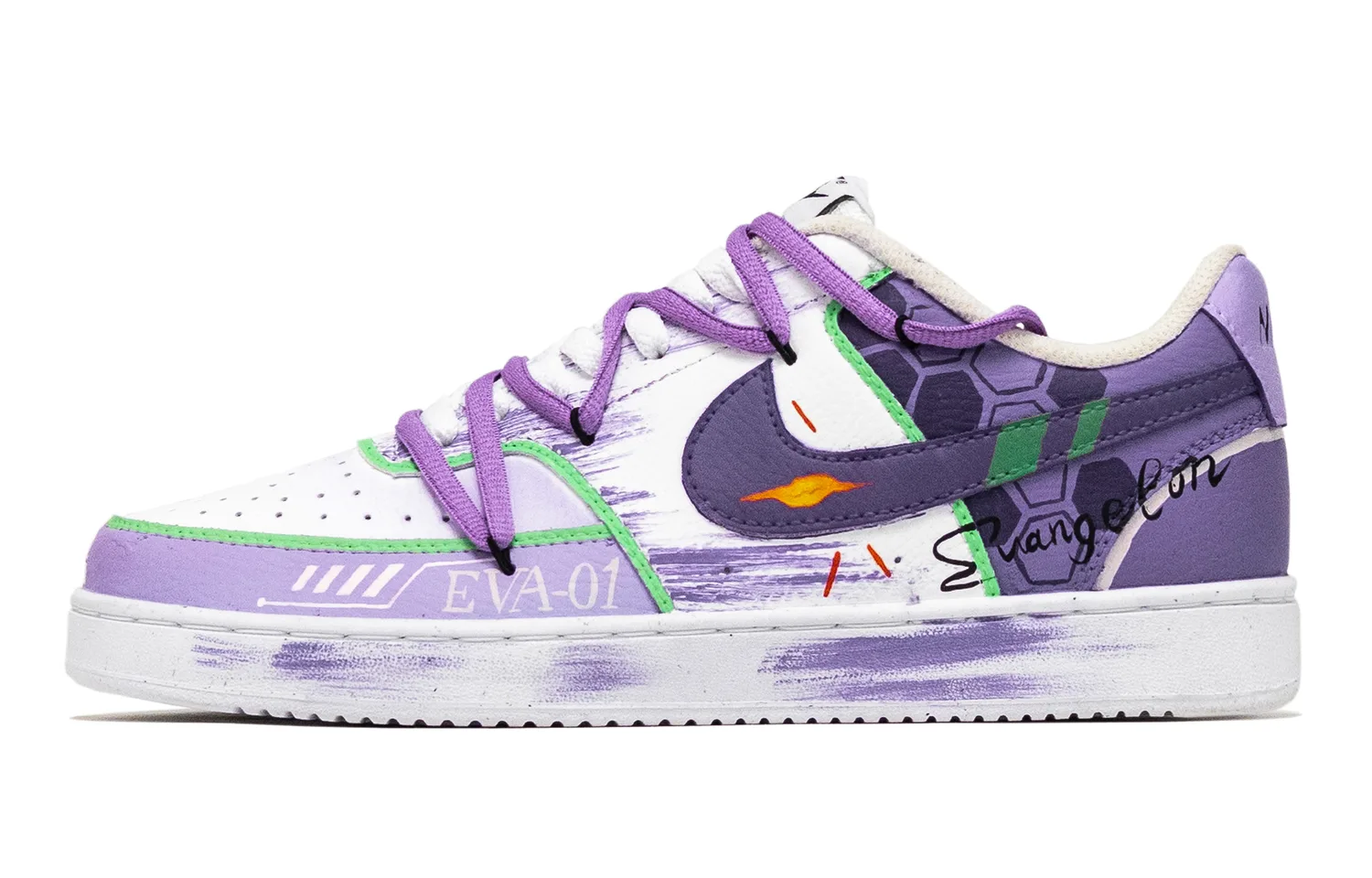 Nike Court Vision 1 Warrior Slip Resistant Abrasion Resistant низкие кроссовки для скейтбординга мужские белые фиолетовые