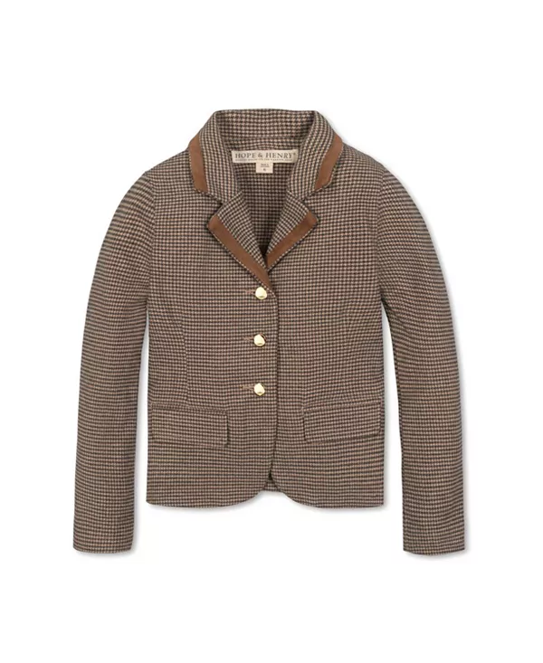 

Детский пиджак из органического хлопка с начесом от Hope & Henry для девочек. Hope & Henry, коричневый