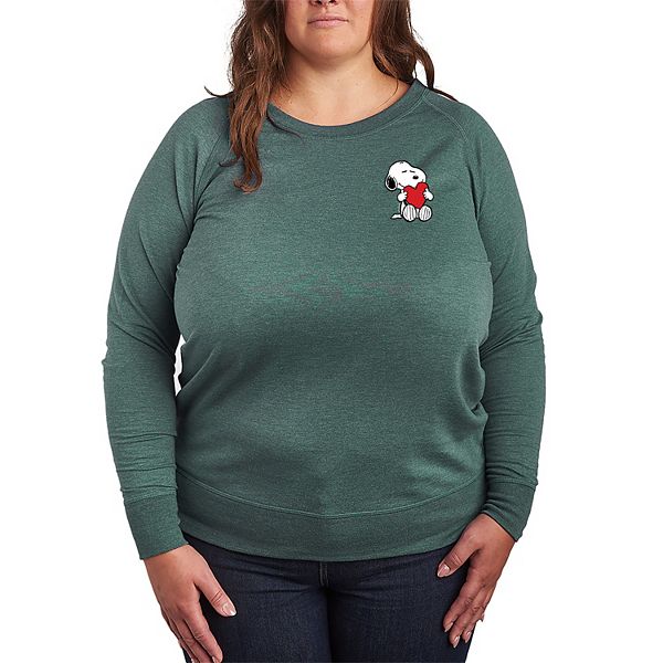 

Футболка с длинным рукавом French Terry Plus Size Peanuts Snoopy hugging heart Licensed Character, Heather Juniper