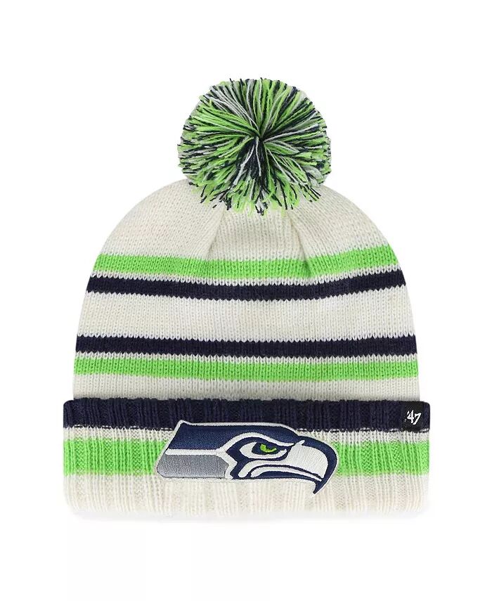 

Шапка-манжета с помпоном для больших мальчиков и девочек Seattle Seahawks Driftway Cream '47 Brand
