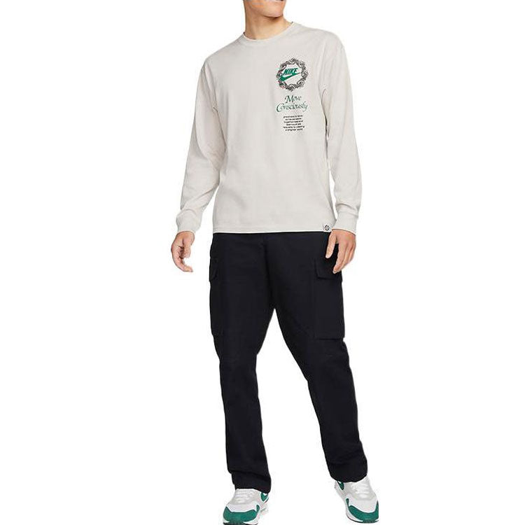 Футболка Men's Nike Sportswear Alphabet Printing Long Sleeves Autumn Light Bone T-Shirt DN5141-072 — фото 3