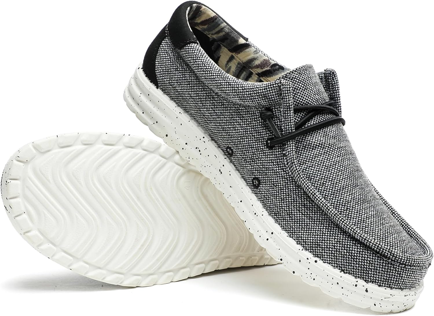 

Мужские повседневные мокасины на шнуровке и без застежки, машинная стирка, дышащие, из канвы, удобные и стильные летние лоферы, легкие прогулочные туфли, лодочные туфли Fuloris, черный/серый