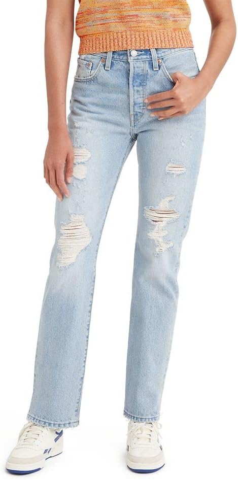 

Женские джинсы Levi's Premium 501 Original Fit, однотонные, размер 32 (US 14), Light Indigo Destructed