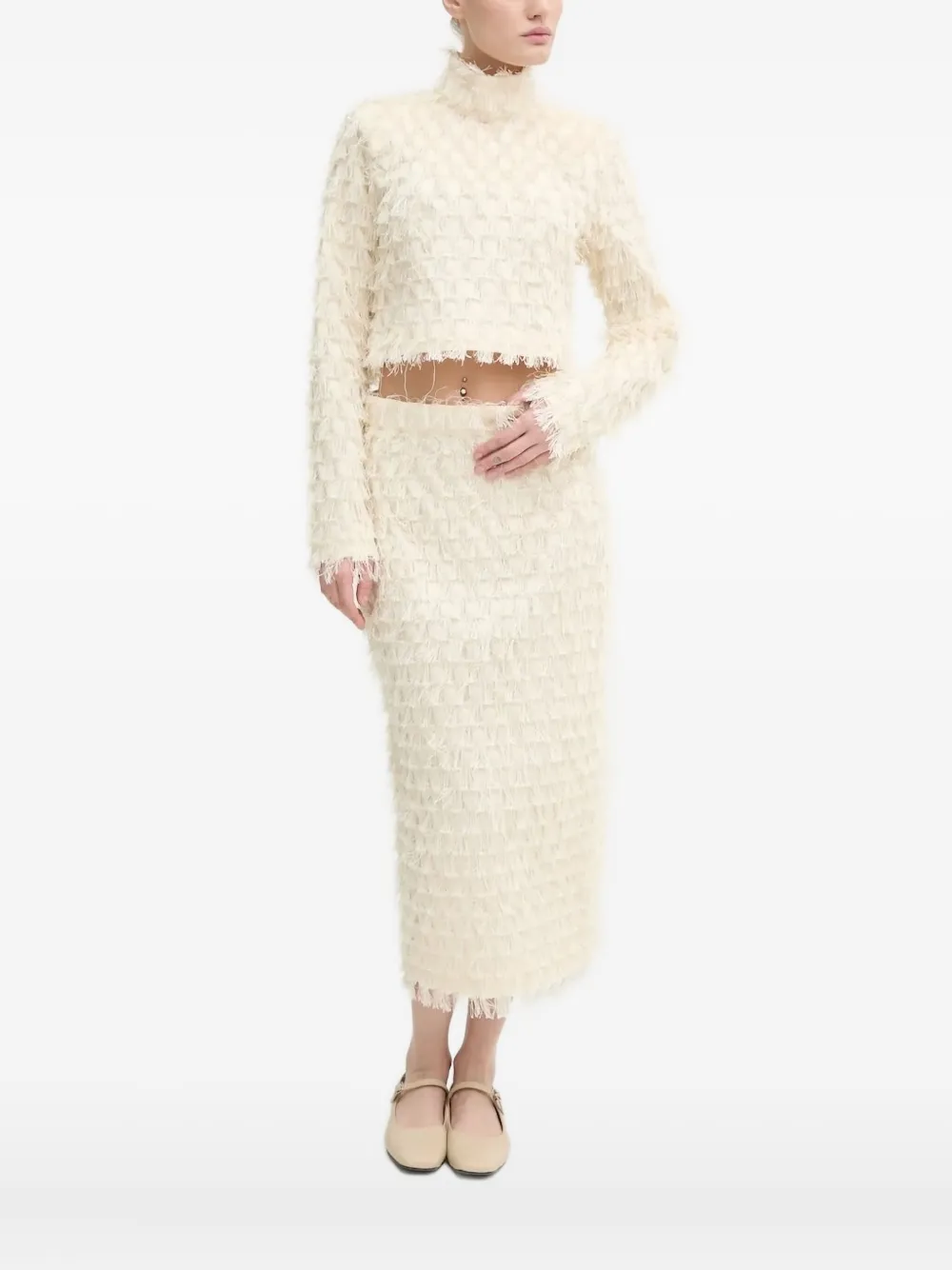 

Топ с высоким воротником и бахромой Day Birger Et Mikkelsen, нейтральный