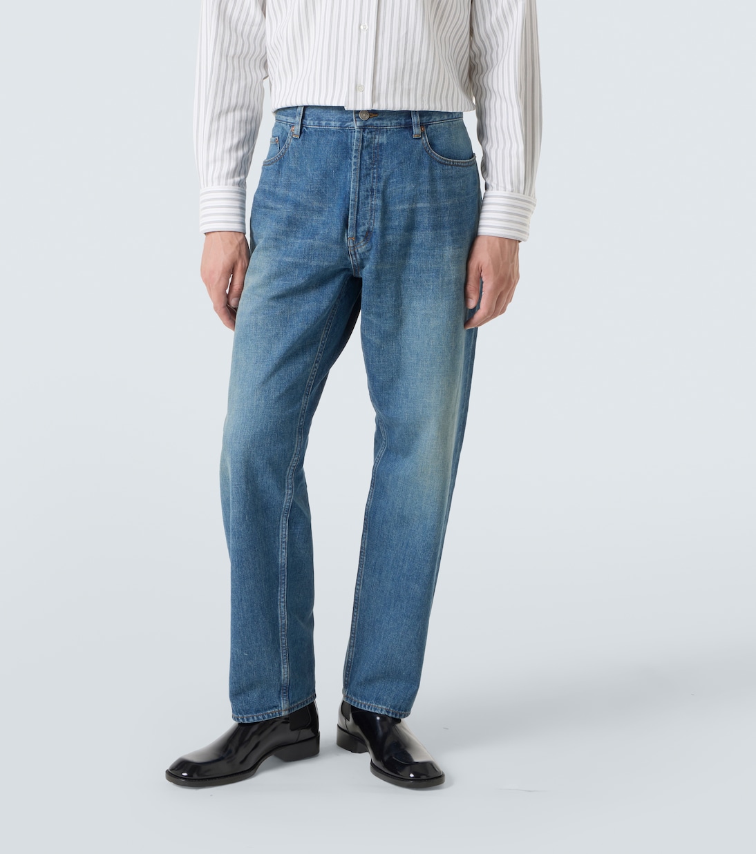 Мик прямые джинсы средней посадки Saint Laurent, Norvegian Blue — фото 3