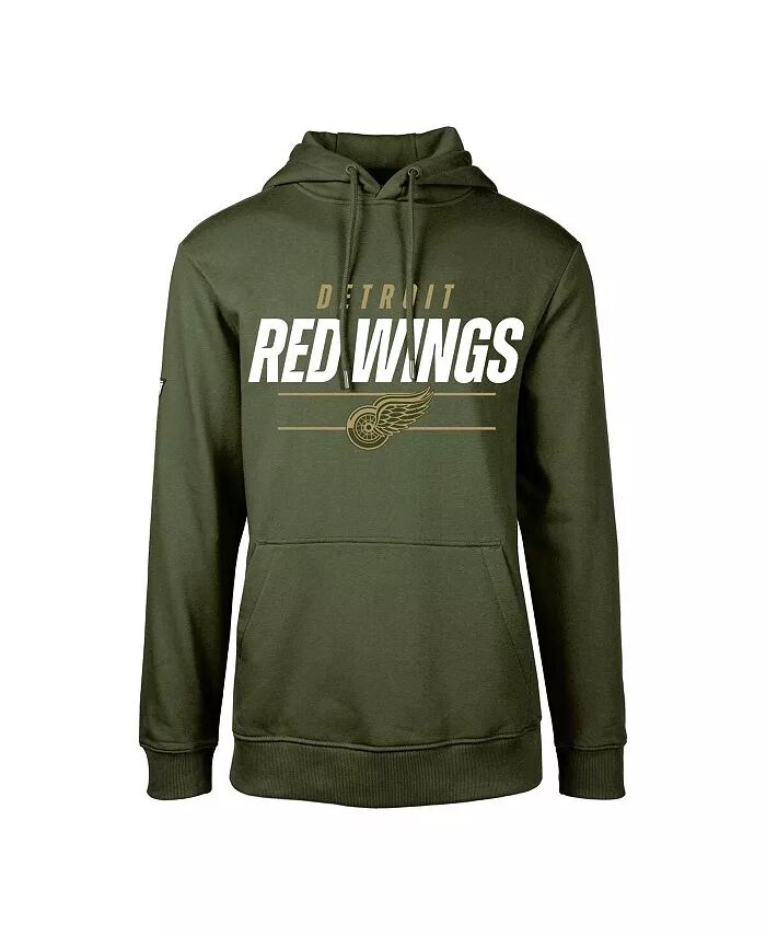 

Оливковый флисовый пуловер с капюшоном Big Boys Detroit Red Wings Podium Levelwear, зеленый