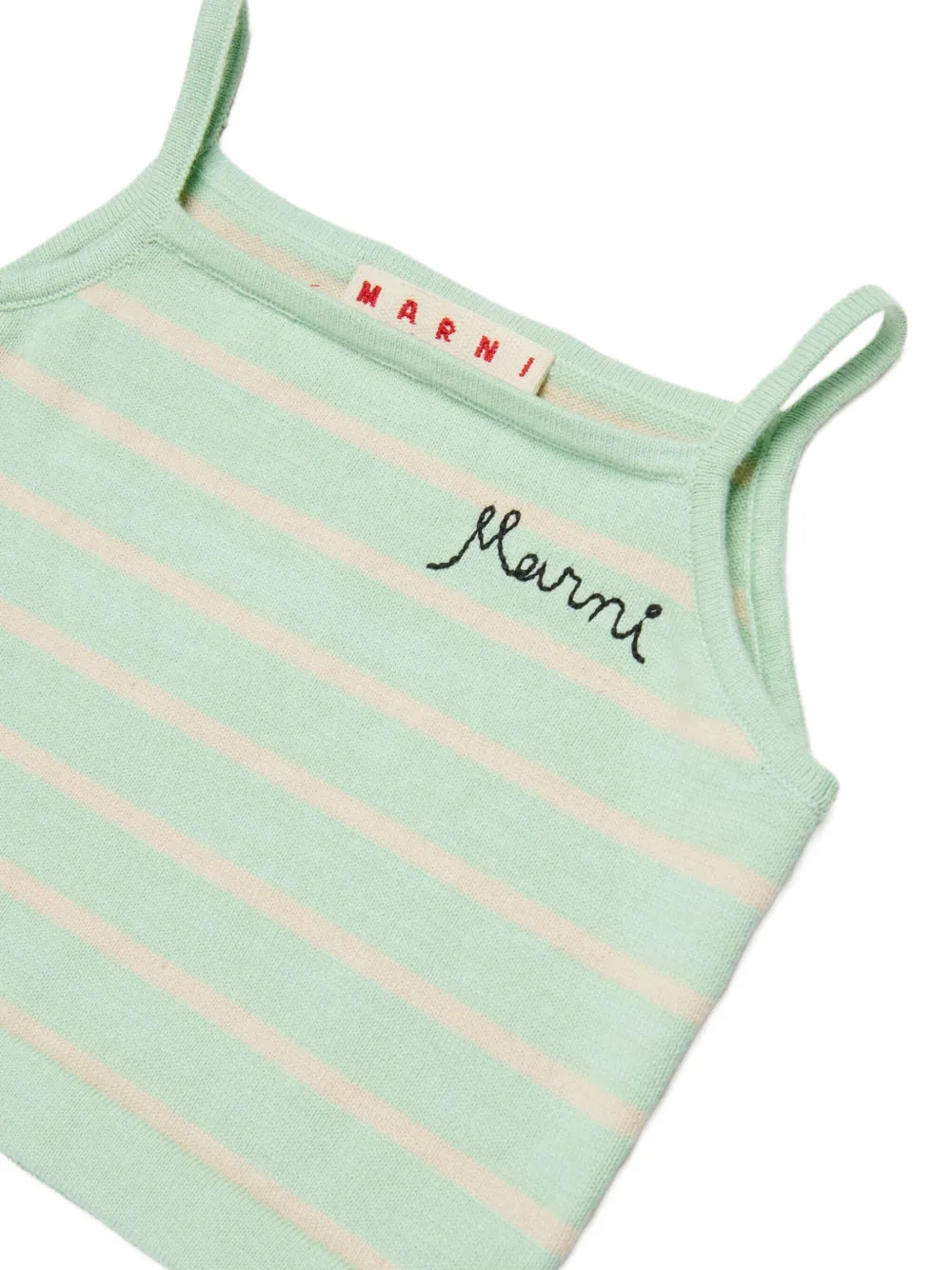 Трикотажный топ в полоску Marni Kids, зеленый — фото 4