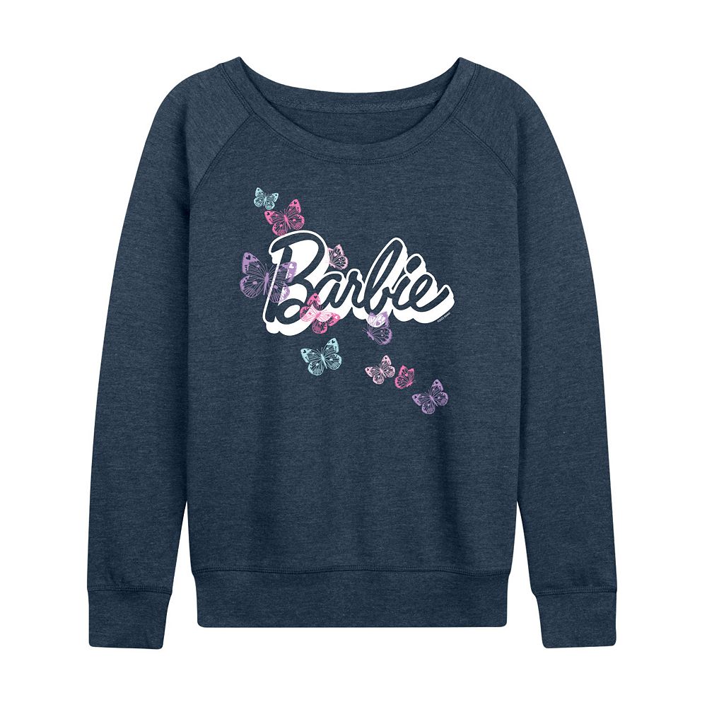 

Женский легкий свитшот из френч терри с логотипом Barbie Butterfly Licensed Character, цвет Heather Indigo