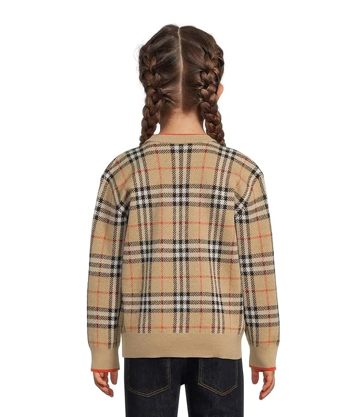 Свитер с шахматным принтом Graham Burberry Kids, Sand IP Check — фото 2