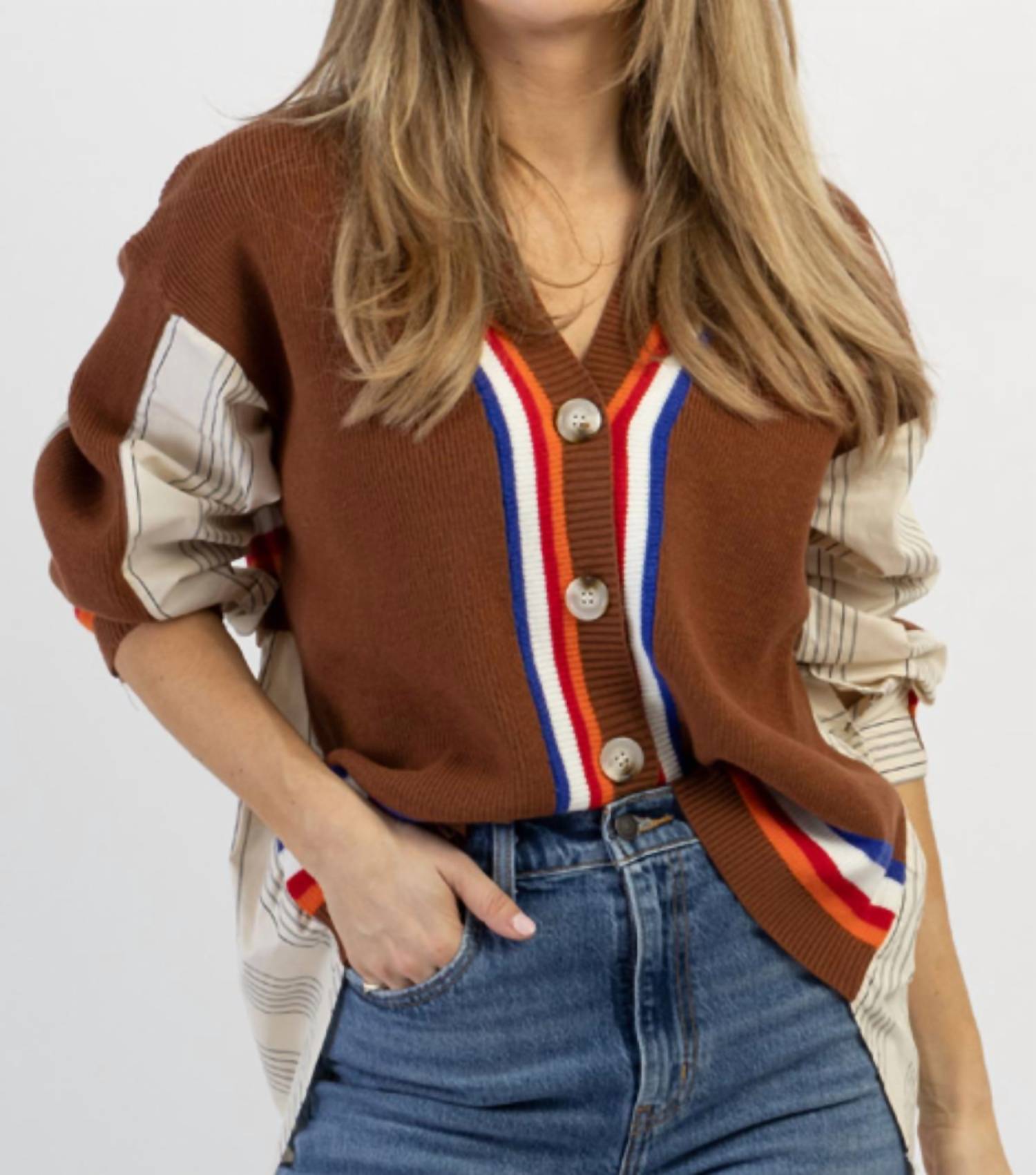 

Контрастный кардиган Charlie Hi-Lo в шоколадном цвете Buckle, цвет choco