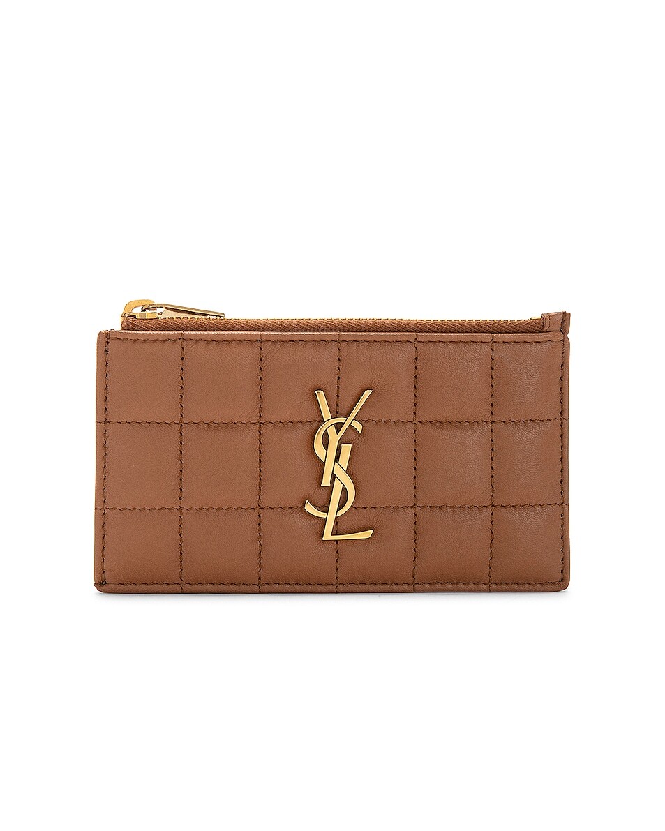 

Футляр для кредитных карт Cassandre Fragments на молнии Saint Laurent, цвет Fox