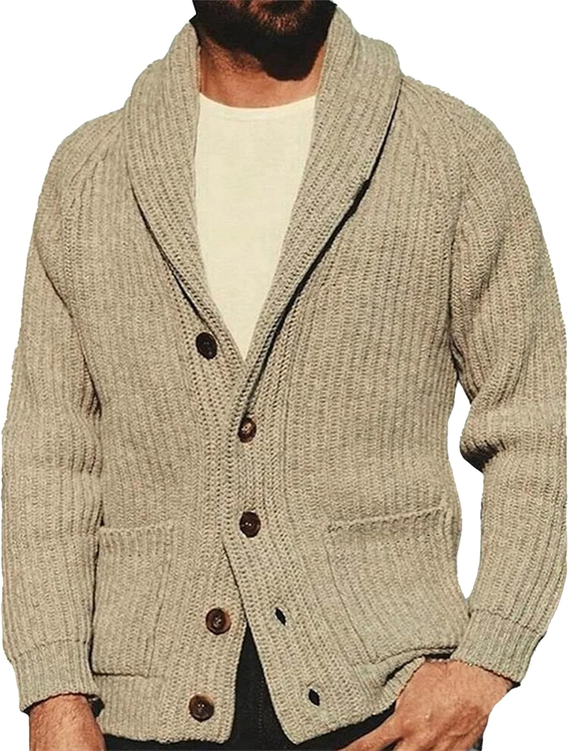 Кардиган мужской с воротником шаль, Slim Fit